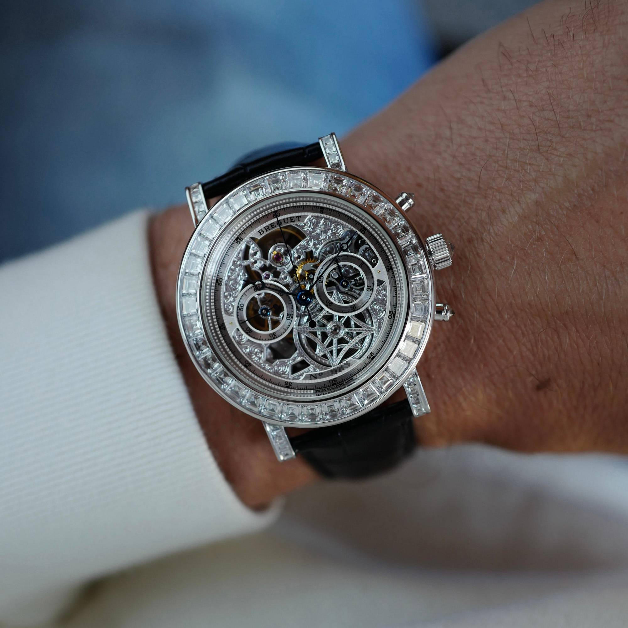 Breguet White Gold Chronograph Skeleton Diamond Watch Ref. 5238