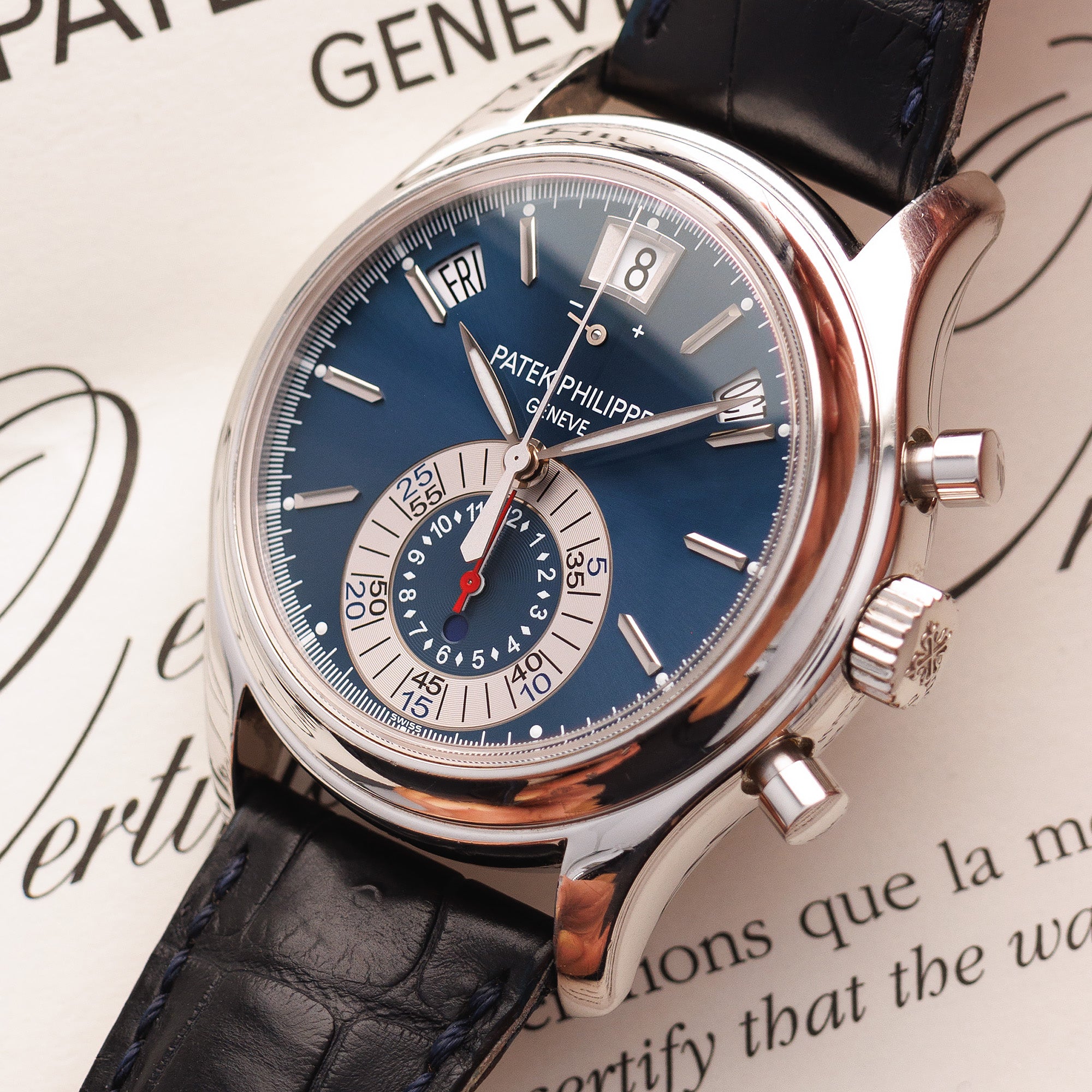 Patek Philippe Platinum Chronograph Watch Ref. 5960 with Box and Papers