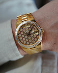 Rolex Yellow Gold Day-Date Oysterquartz 19058 with Honeycomb Pave Diamond Dial (Private Sale)