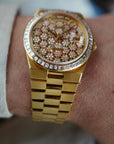 Rolex Yellow Gold Day-Date Oysterquartz 19058 with Honeycomb Pave Diamond Dial (Private Sale)