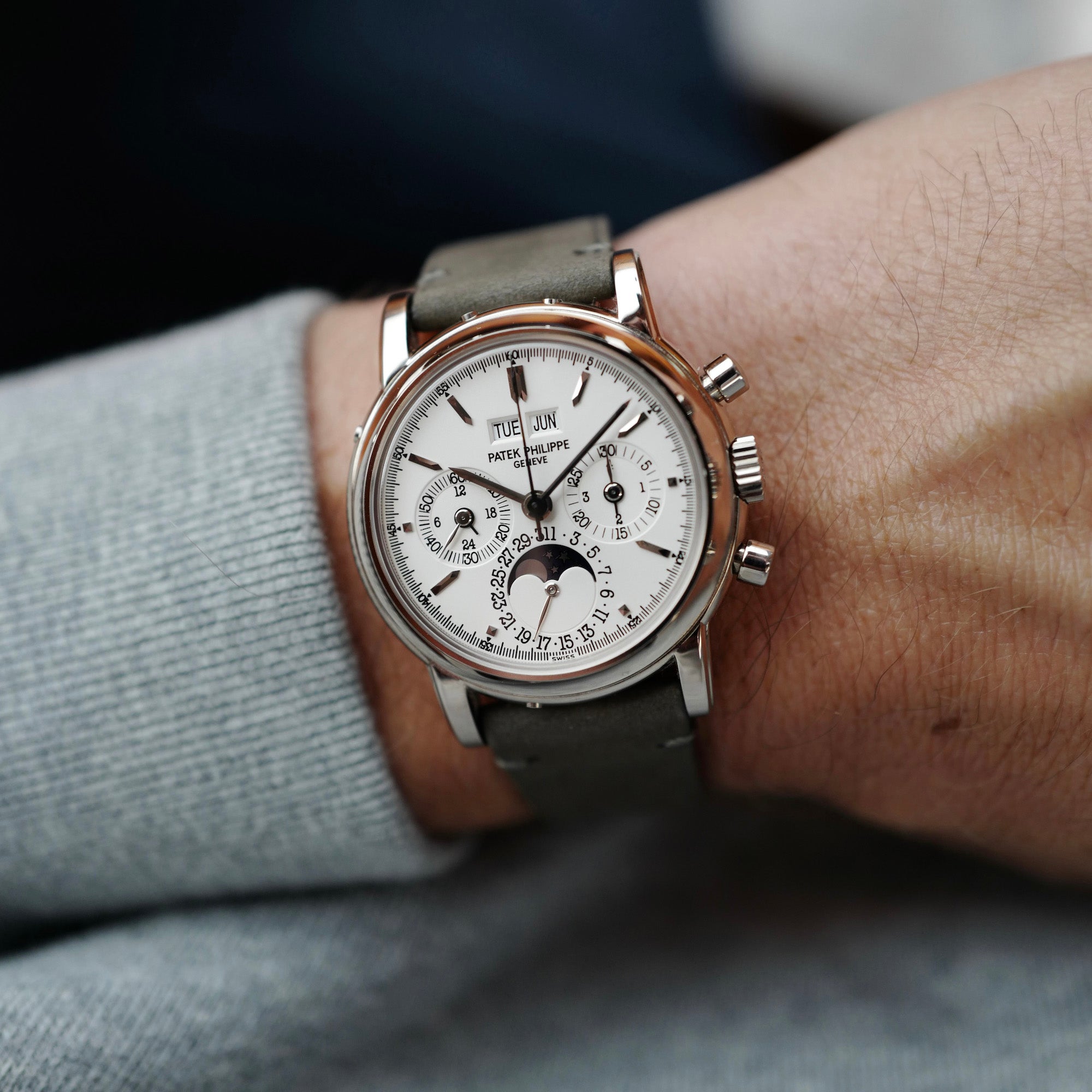 Patek Philippe White Gold Perpetual Calendar Chronograph Ref. 3970