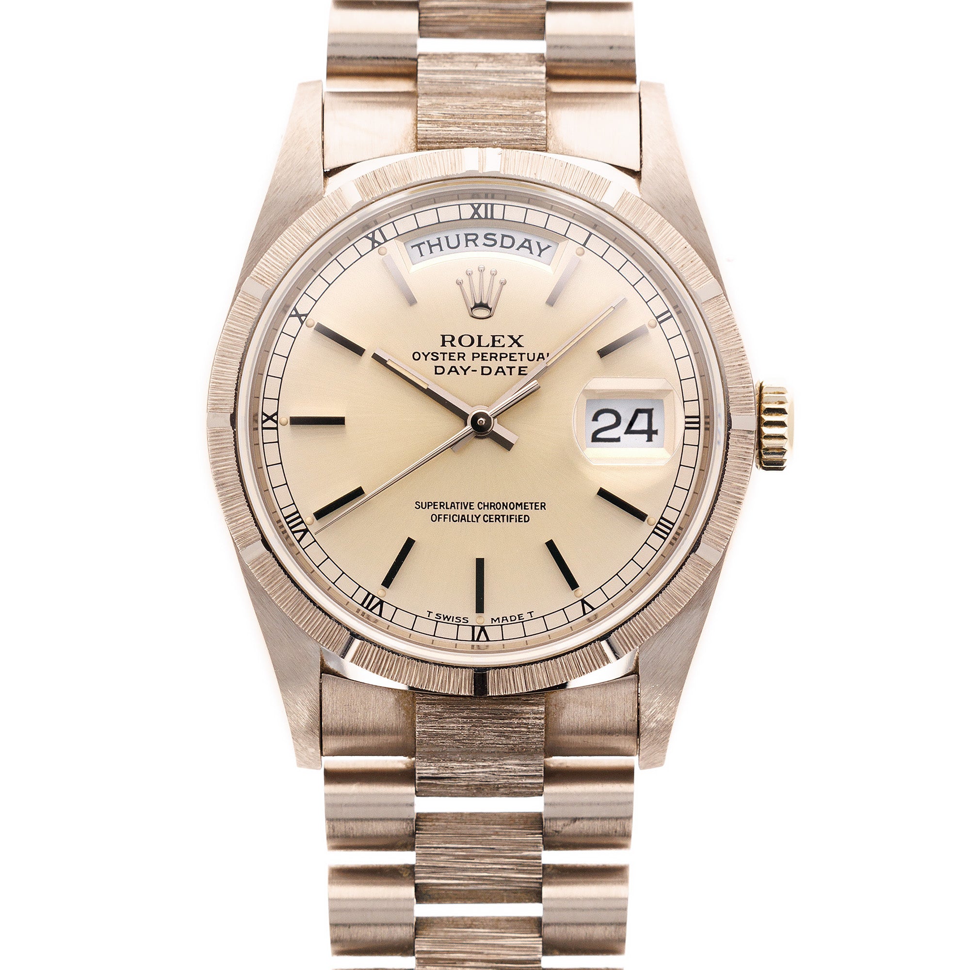 Rolex White Gold Bark Finish Day Date Ref. 18249