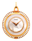 Piaget Yellow Gold and Diamond Pocket Watch with Mother of Pearl and Diamond Dial