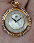 Piaget Yellow Gold and Diamond Pocket Watch with Mother of Pearl and Diamond Dial