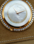 Piaget Yellow Gold and Diamond Pocket Watch with Mother of Pearl and Diamond Dial