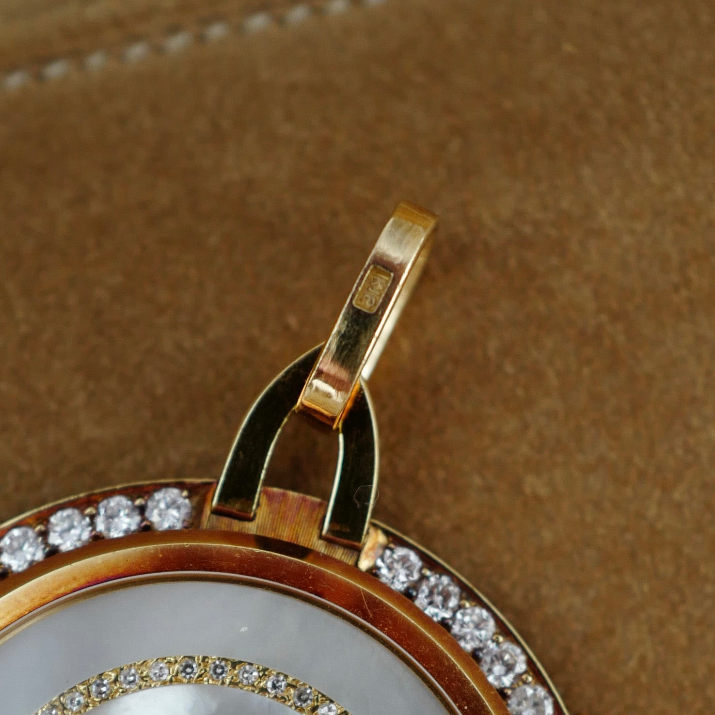 Piaget Yellow Gold and Diamond Pocket Watch with Mother of Pearl and Diamond Dial