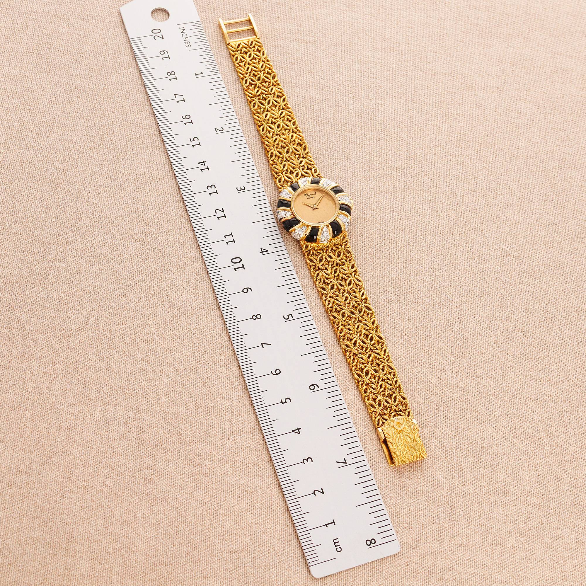 Chopard Yellow Gold Ref. 410430 with Onyx and Diamond Bezel