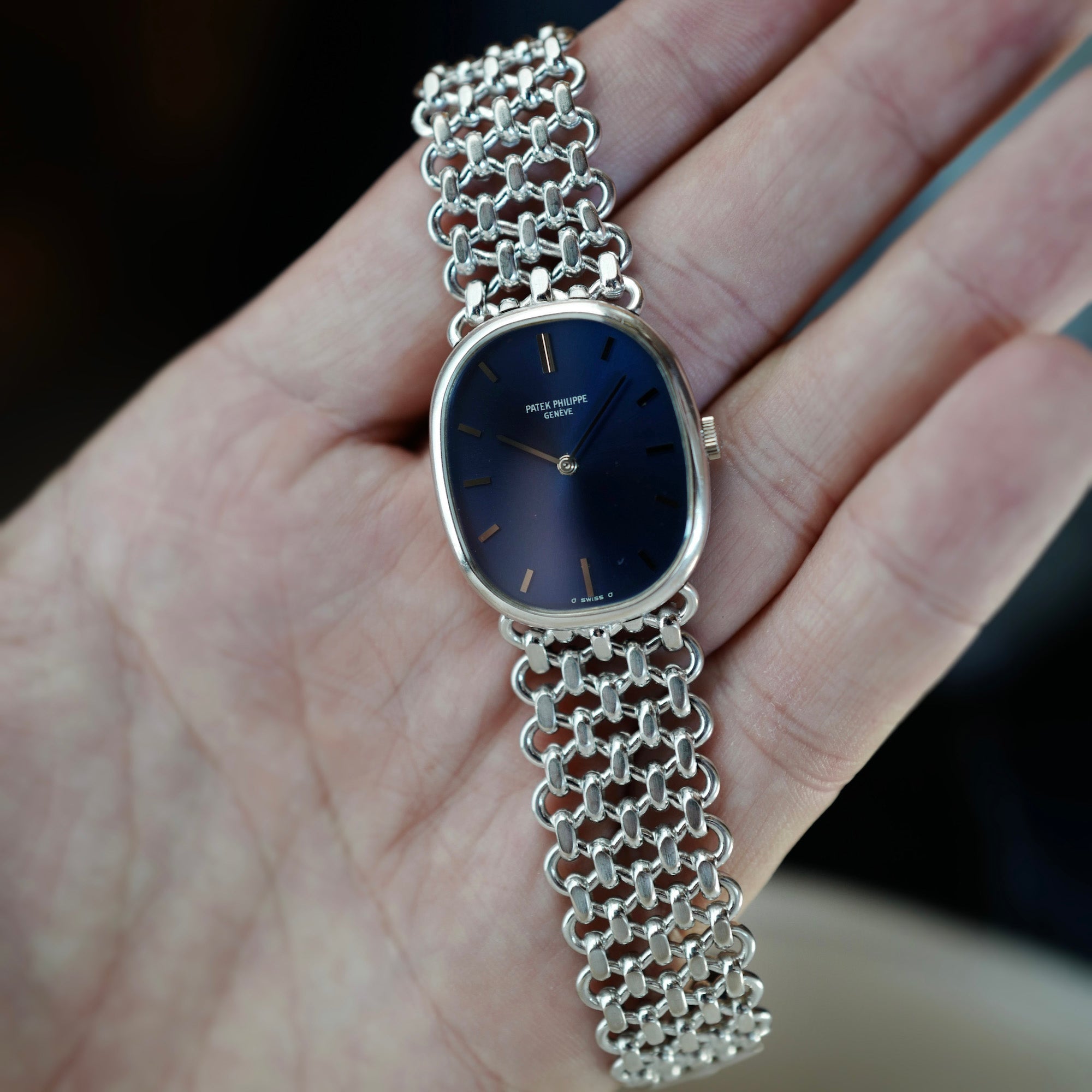 Patek Philippe White Gold Ellipse Ref. 3848 with JPE Chain Link Bracelet (New Arrival)