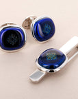 Patek Philippe - Patek Philippe Ellipse Blue Cufflinks and Tie Clip Set (Objet) - The Keystone Watches