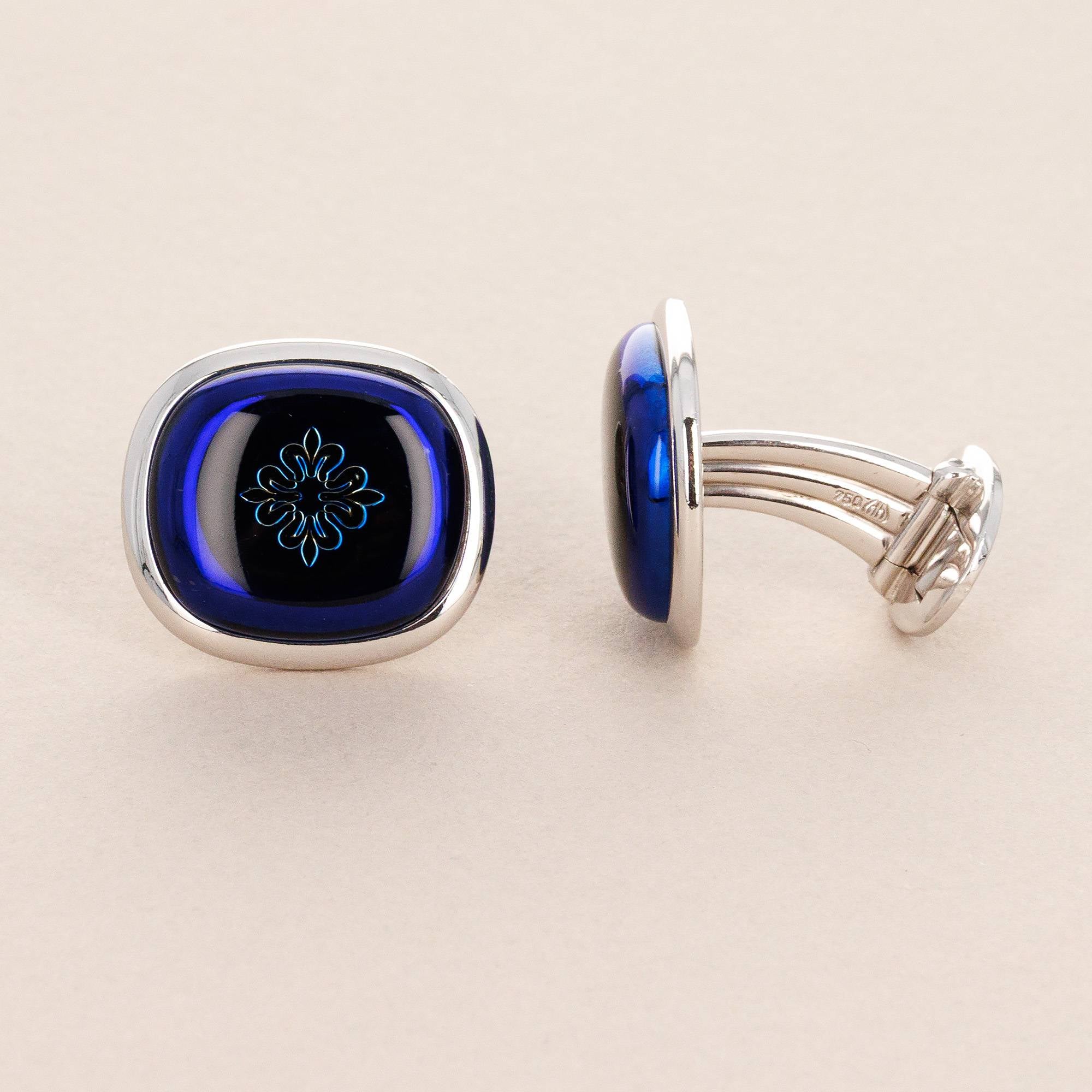 Patek Philippe - Patek Philippe Ellipse Blue Cufflinks and Tie Clip Set (Objet) - The Keystone Watches