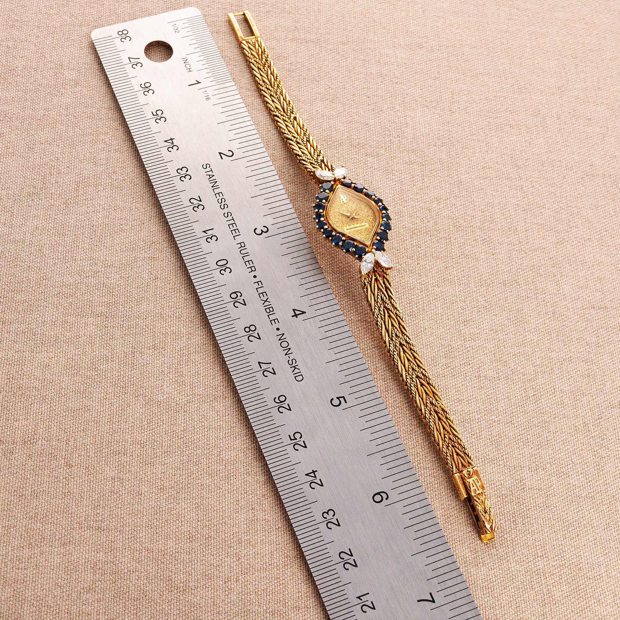 Audemars Piguet Yellow Gold Ladies Diamond and Sapphire Bracelet Watch