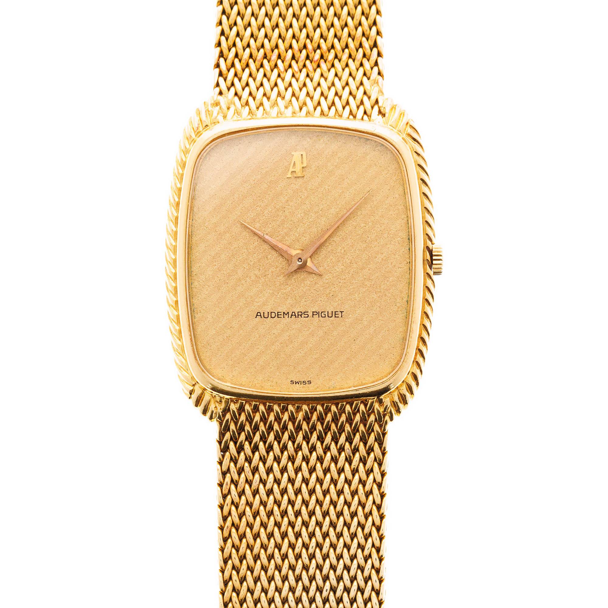 Audemars Piguet Yellow Gold Bracelet Watch with Rare Striped Dial