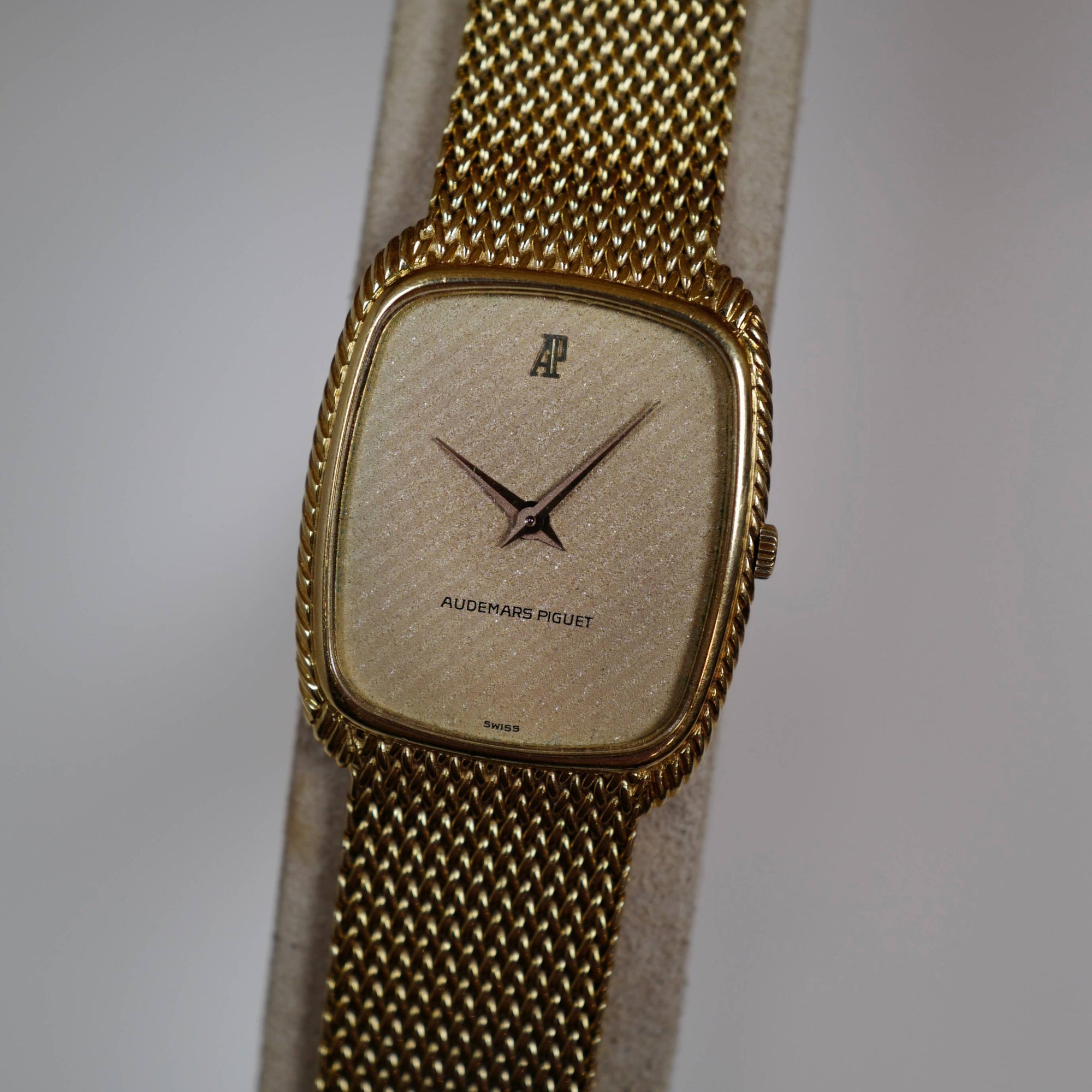 Audemars Piguet Yellow Gold Bracelet Watch with Rare Striped Dial