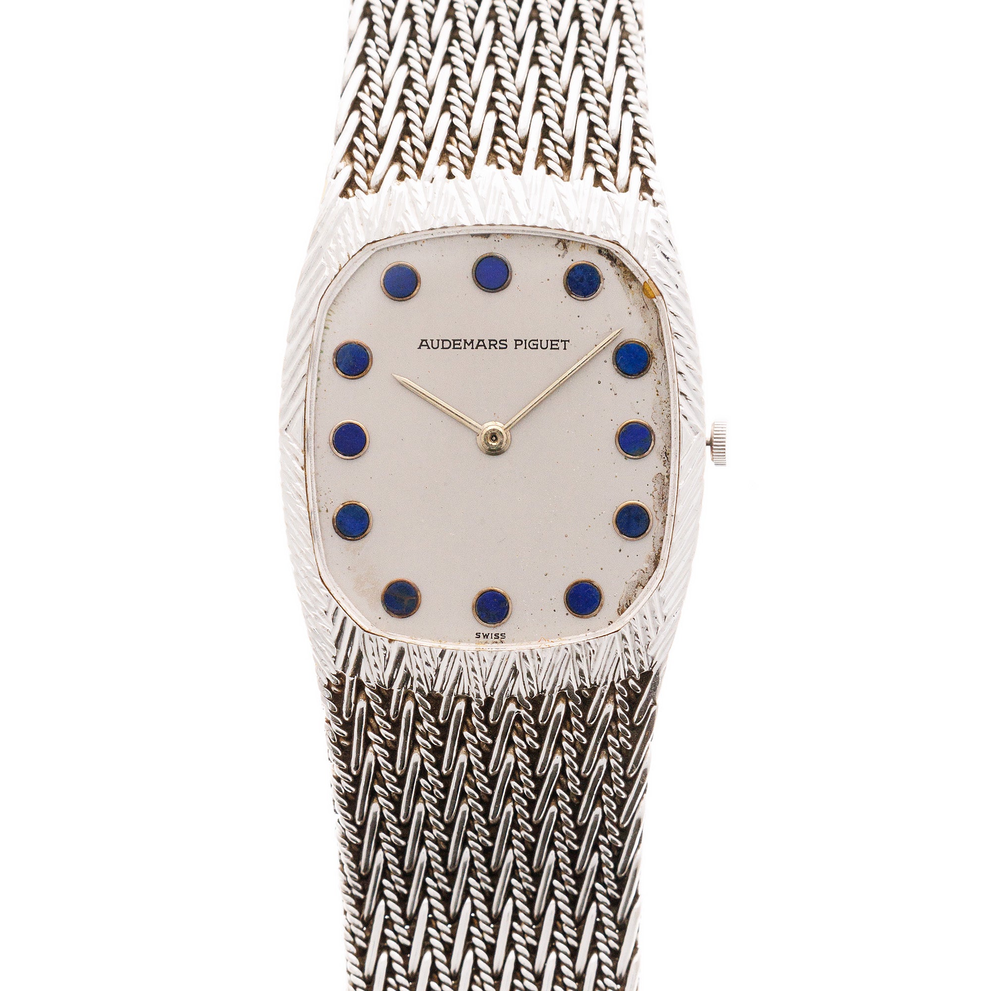 Audemars Piguet White Gold and Blue Round Marker Dial Watch