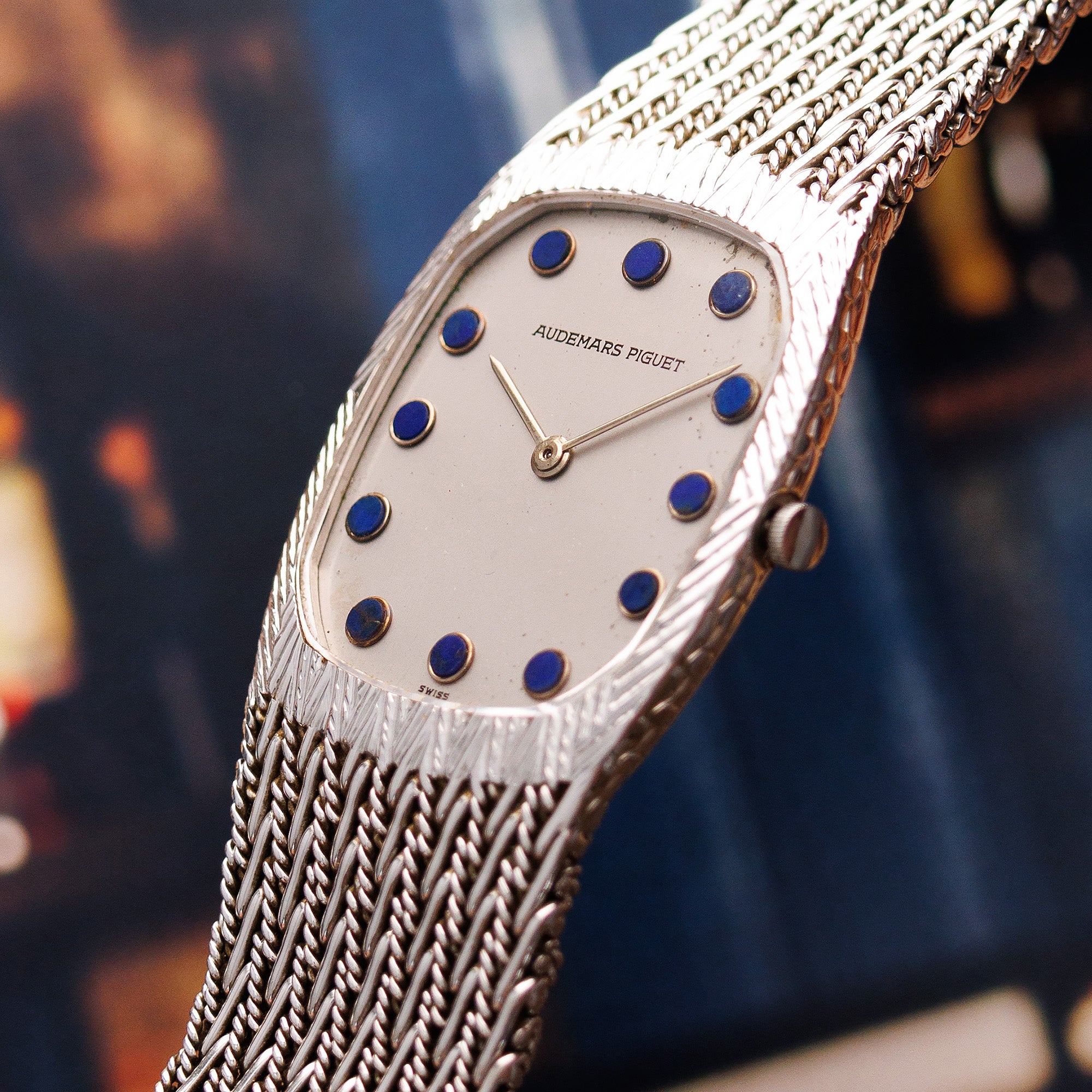 Audemars Piguet White Gold and Blue Round Marker Dial Watch