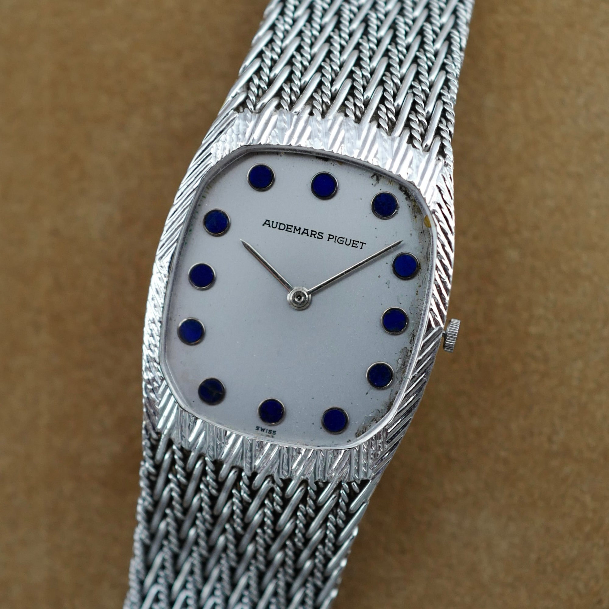 Audemars Piguet White Gold and Blue Round Marker Dial Watch