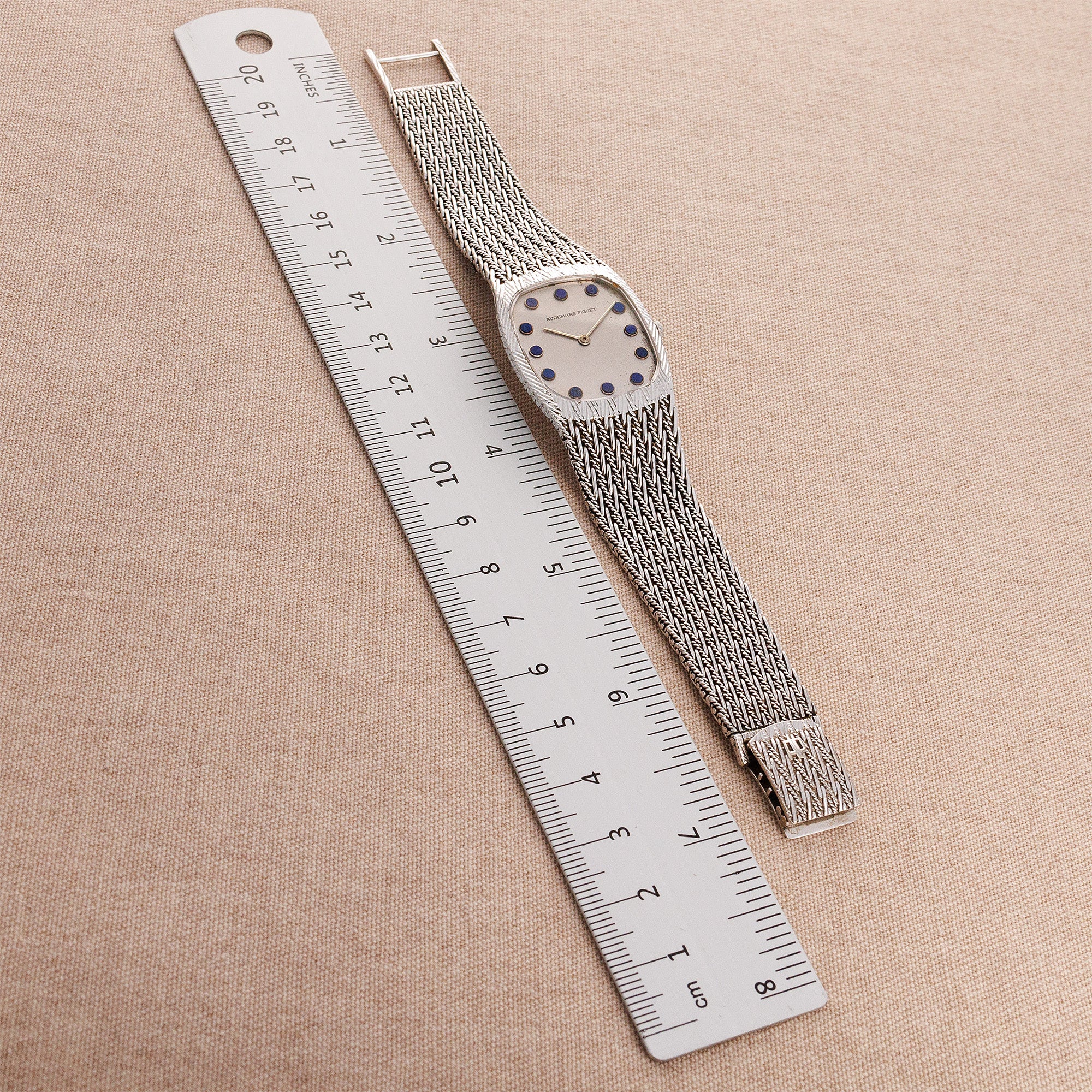 Audemars Piguet White Gold and Blue Round Marker Dial Watch