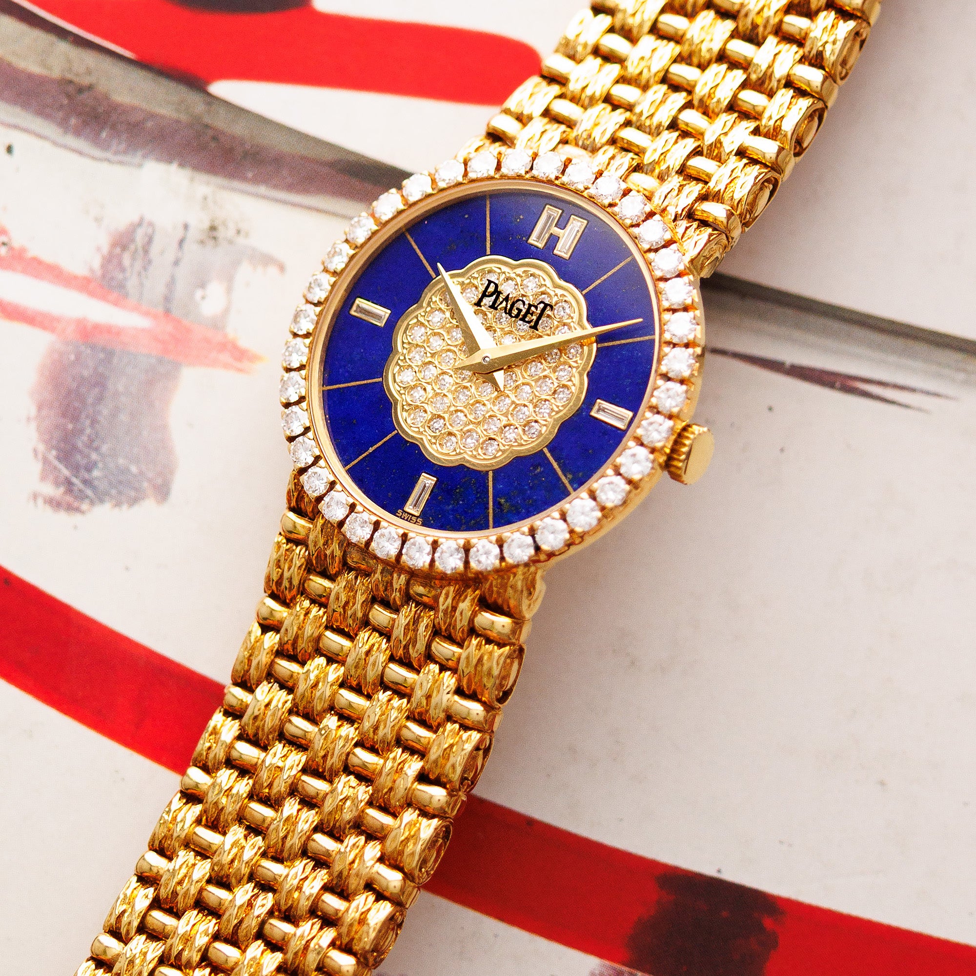 Piaget - Piaget Yellow Gold Watch Ref. 9706 with Lapis and Diamond Dial - The Keystone Watches