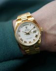 Rolex - Rolex Yellow Gold Day Date Ref. 18038 with White Pyramid Roman Dial - The Keystone Watches