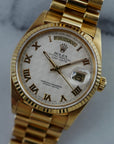 Rolex - Rolex Yellow Gold Day Date Ref. 18038 with White Pyramid Roman Dial - The Keystone Watches