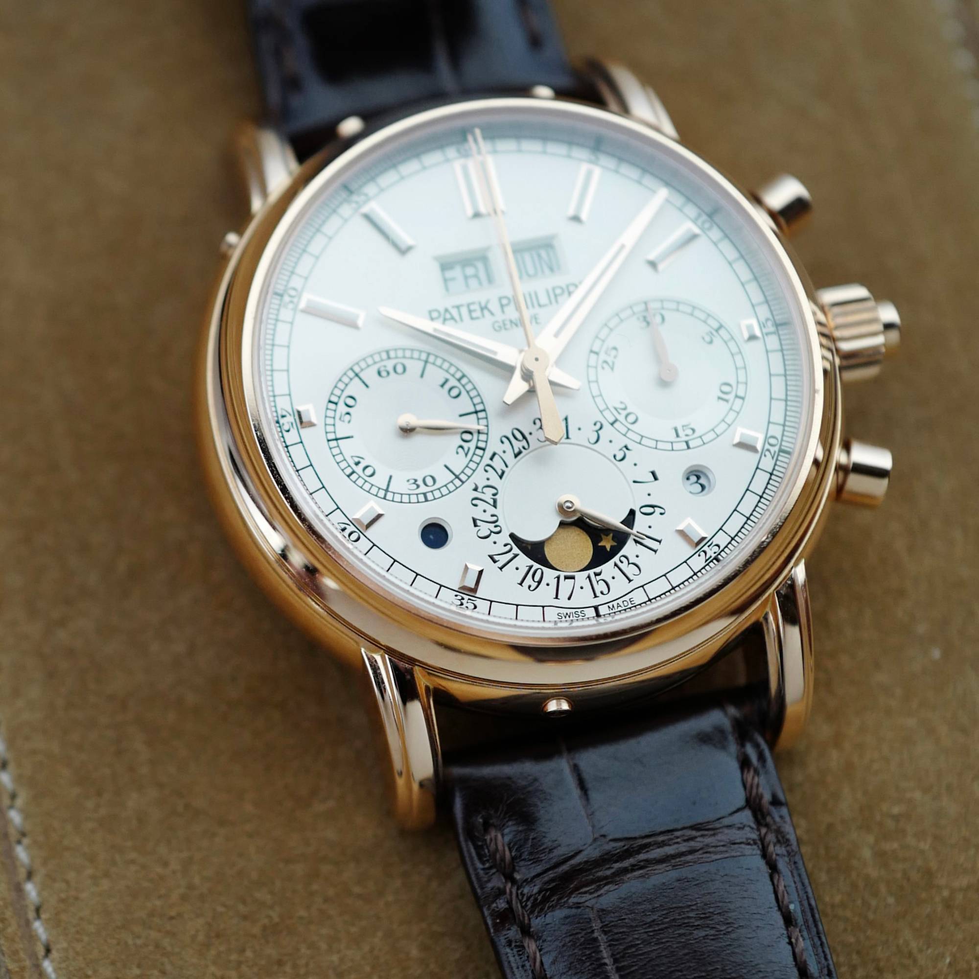 Patek Philippe Rose Gold Perpetual Calendar Split Seconds Chronograph Watch Ref. 5204