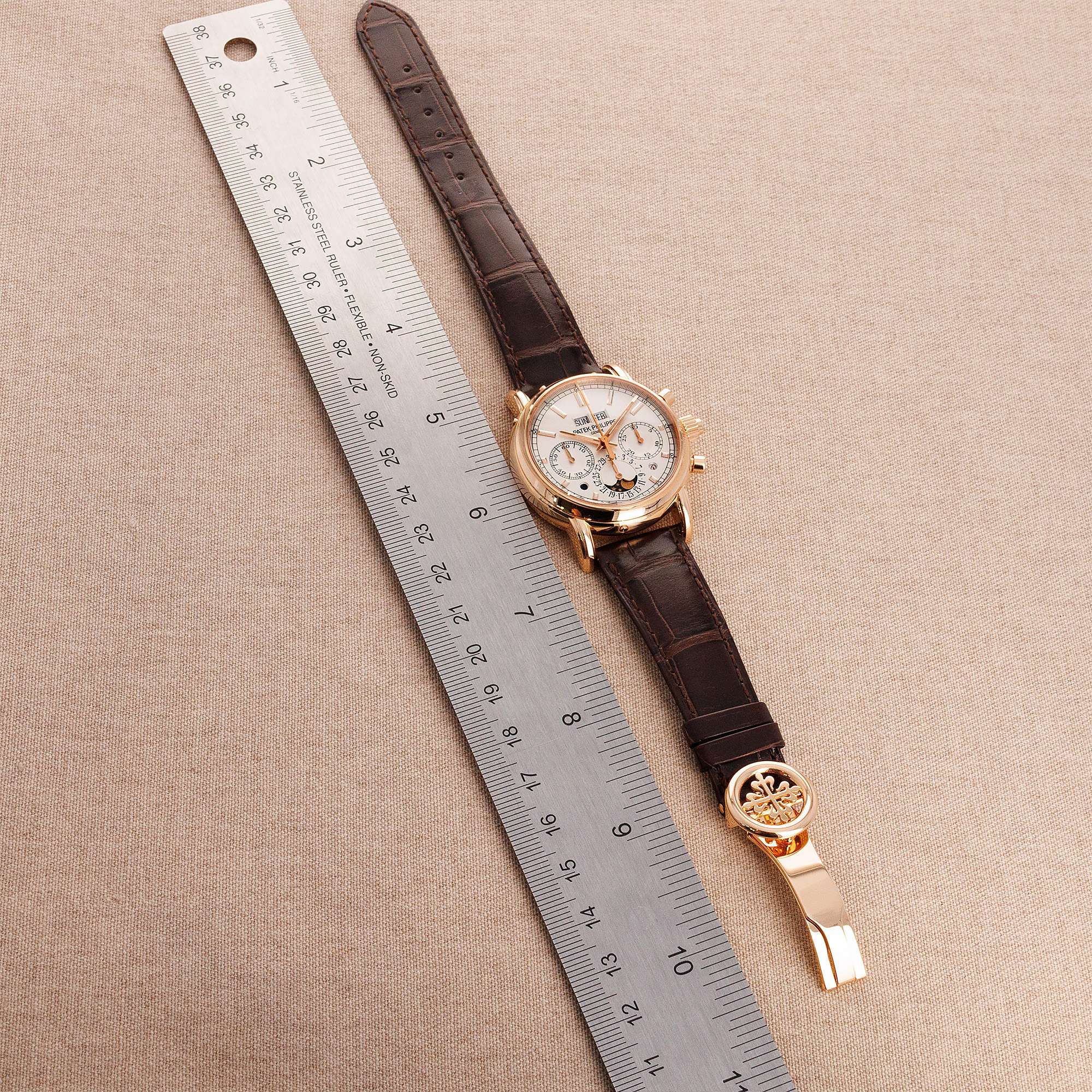 Patek Philippe Rose Gold Perpetual Calendar Split Seconds Chronograph Watch Ref. 5204