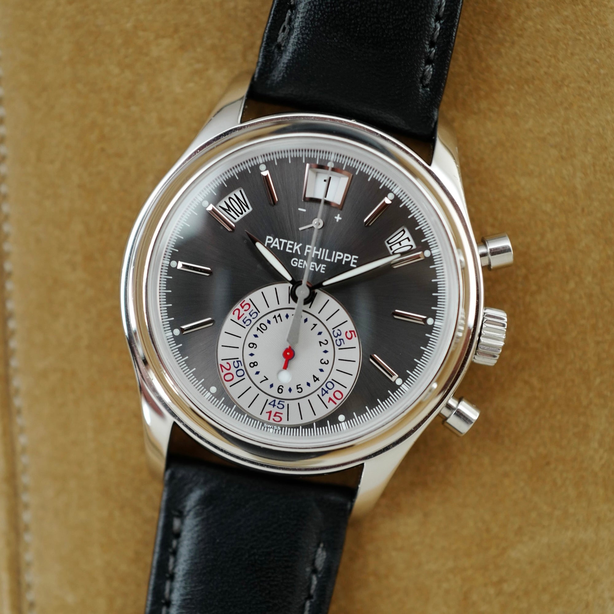 Patek Philippe - Patek Philippe Platinum Annual Calendar Chronograph Ref. 5960 with Original Box and Papers - The Keystone Watches