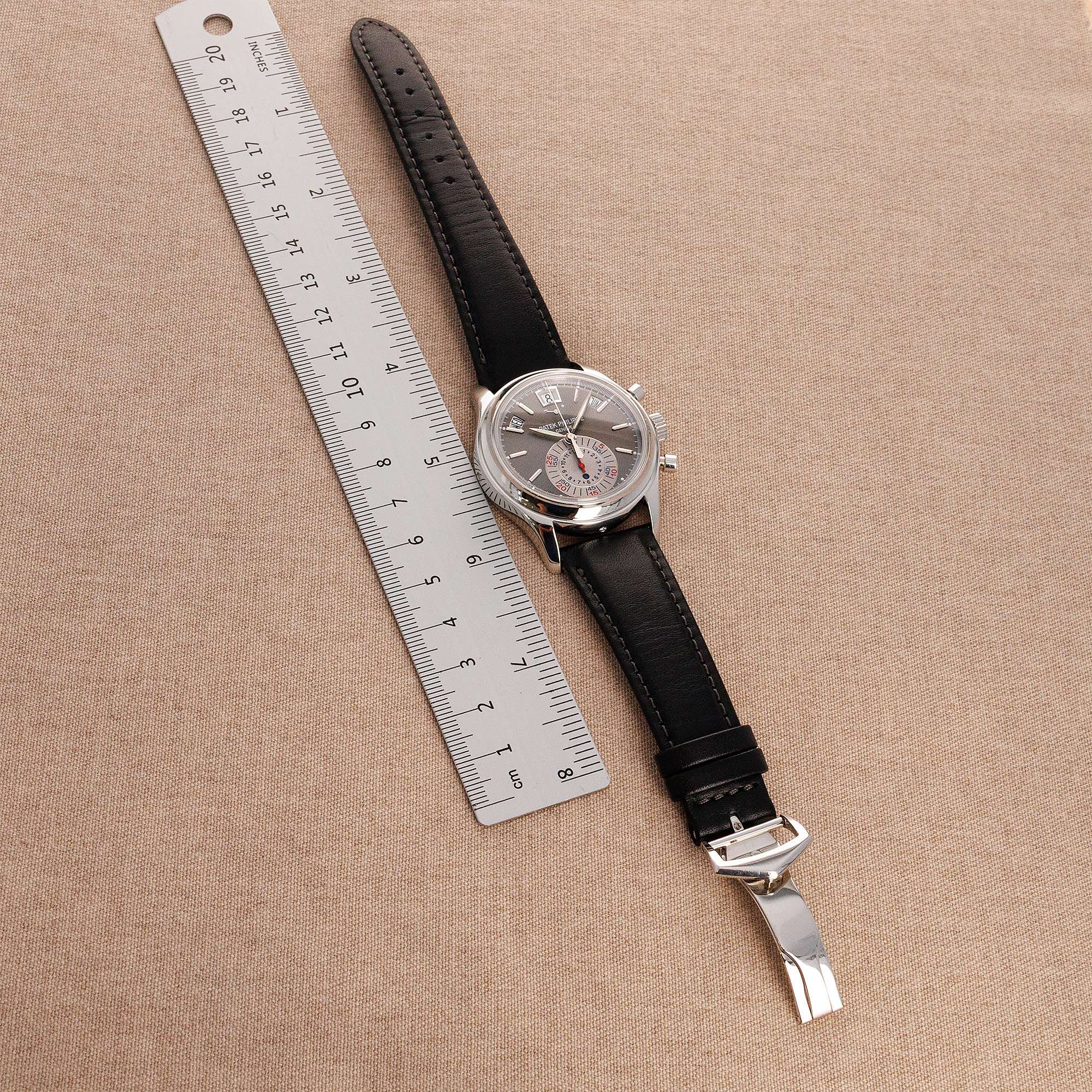 Patek Philippe - Patek Philippe Platinum Annual Calendar Chronograph Ref. 5960 with Original Box and Papers - The Keystone Watches