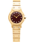 Cartier Yellow Gold Round Santos Ref. 0906 with Red Dial and Diamond Markers