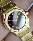 Cartier Yellow Gold Round Santos Ref. 0906 with Red Dial and Diamond Markers