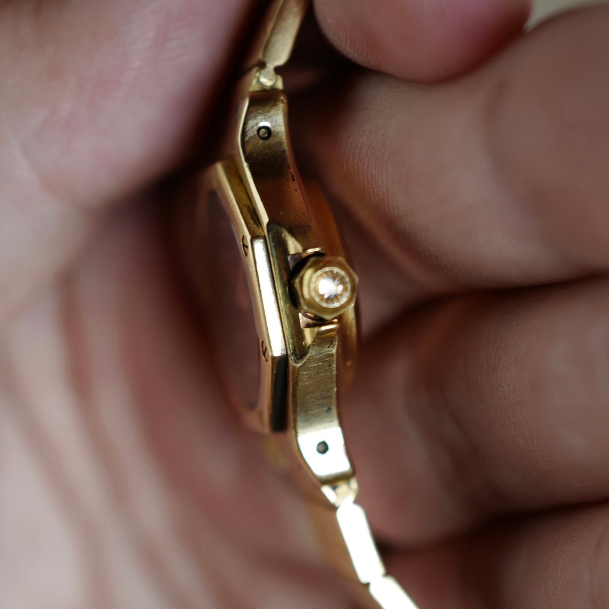 Cartier Yellow Gold Round Santos Ref. 0906 with Red Dial and Diamond Markers