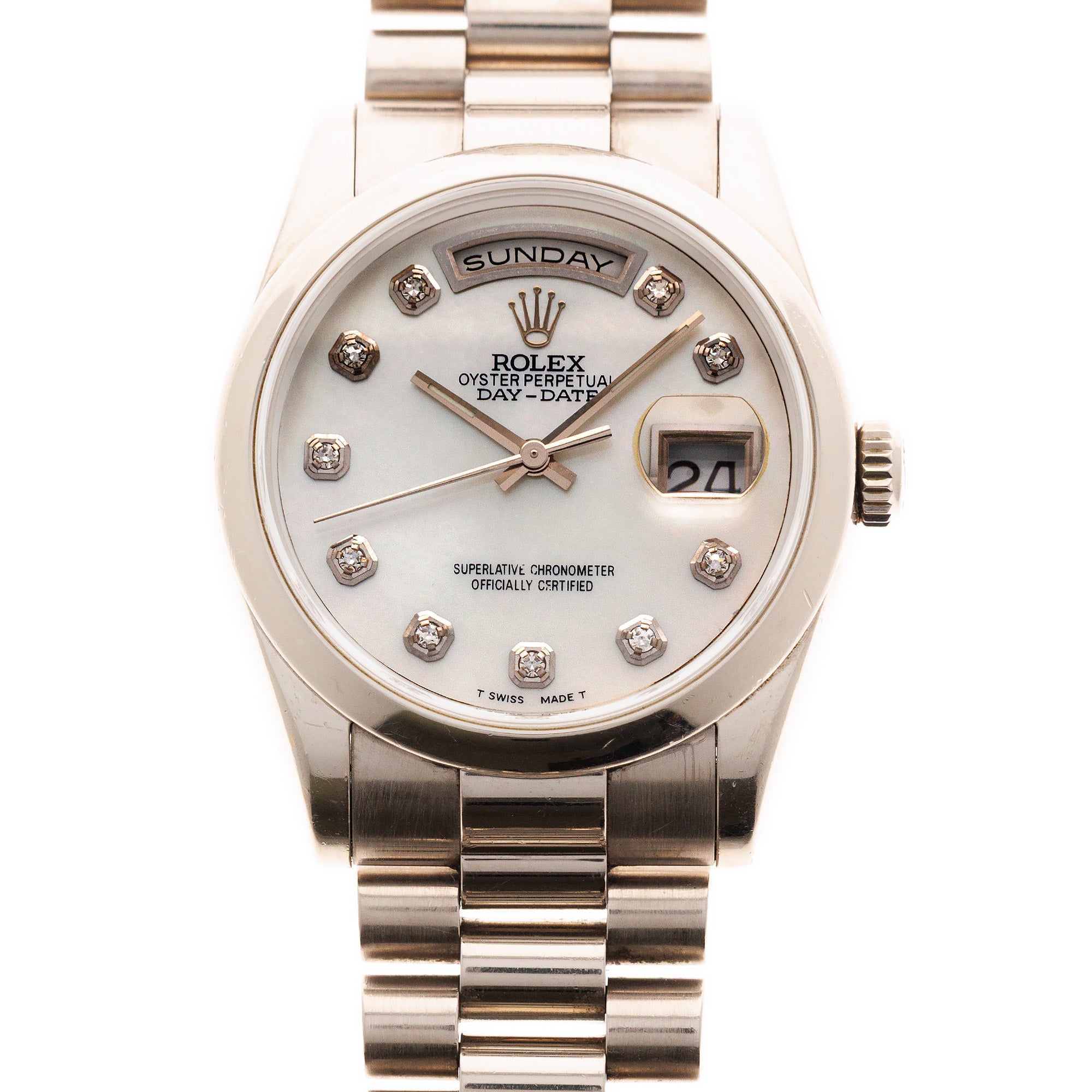 Rolex White Gold Day Date Ref. 118209 with Mother of Pearl Dial