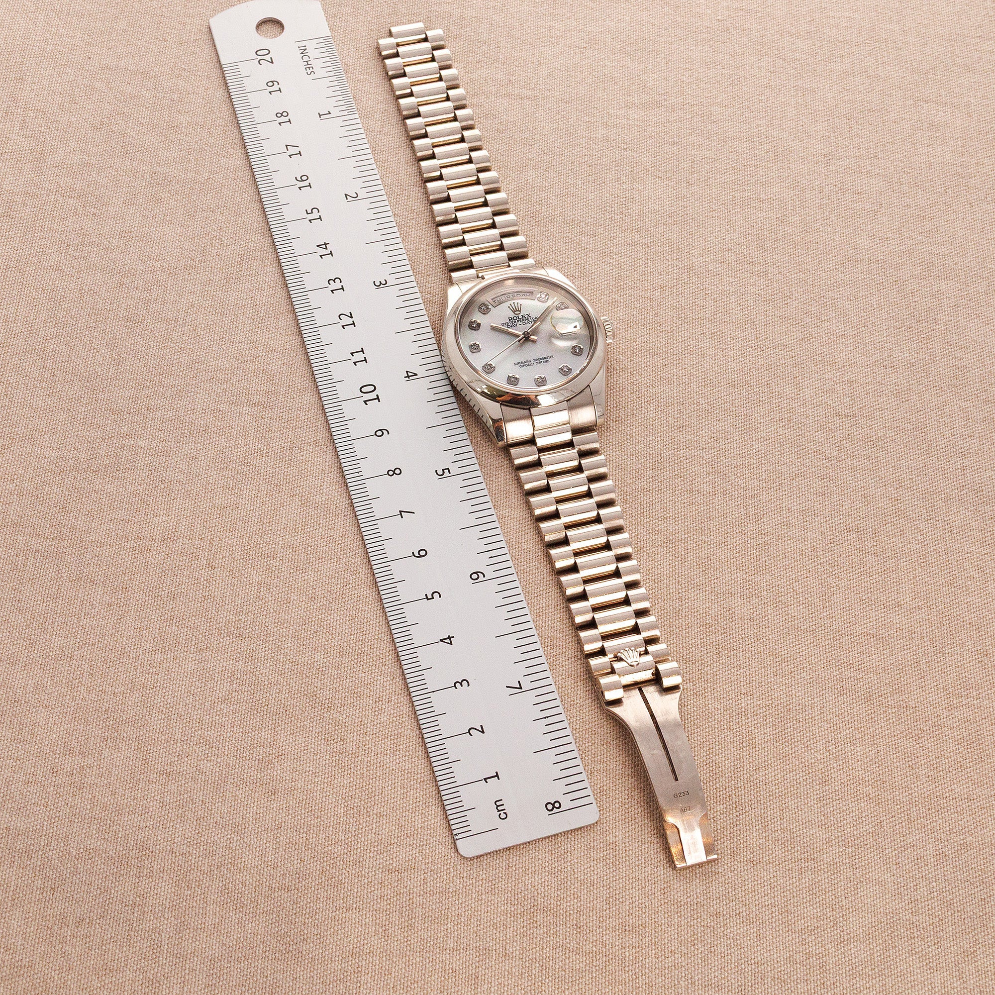 Rolex White Gold Day Date Ref. 118209 with Mother of Pearl Dial