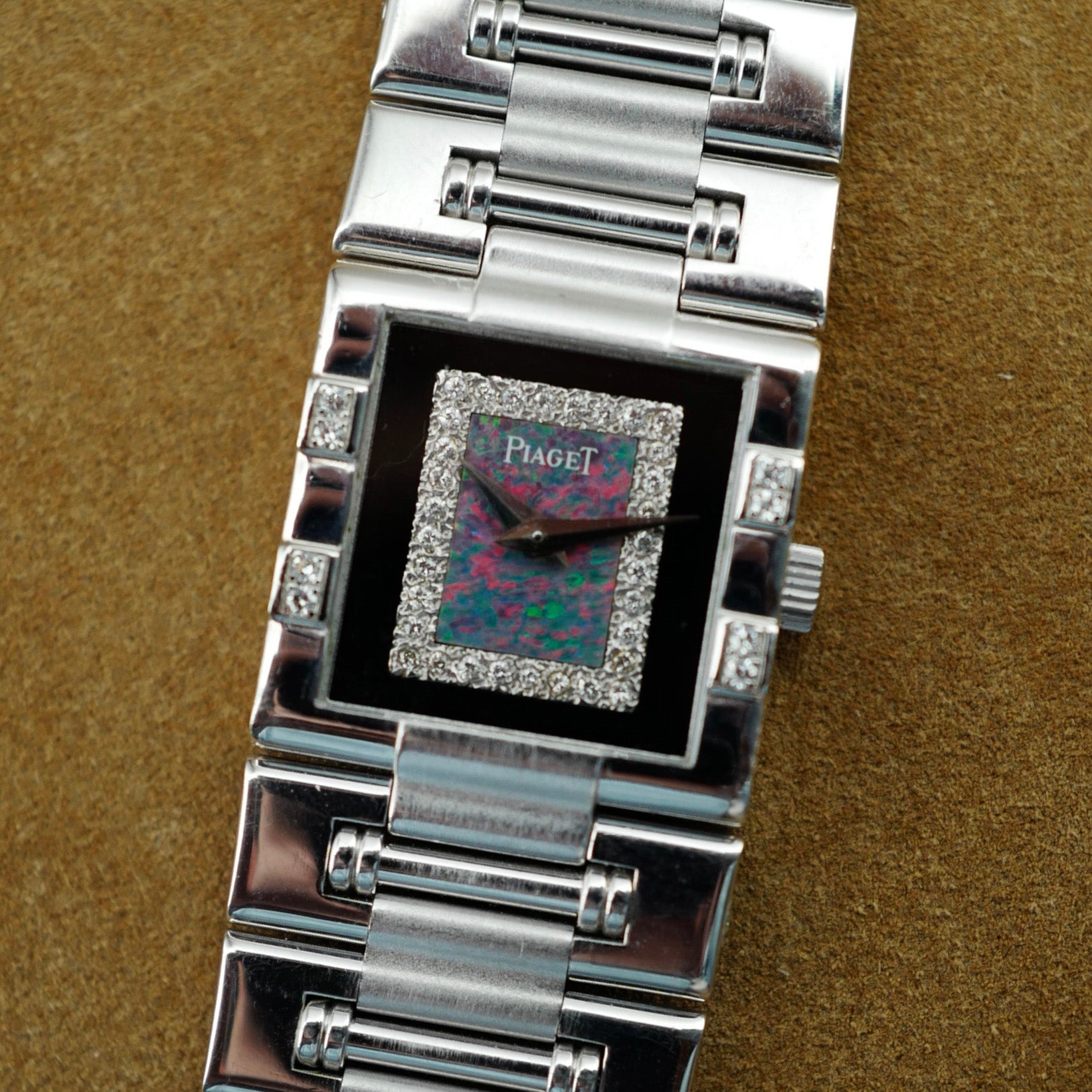 Piaget White Gold Dancer with Opal Onyx and Diamond Dial Ref. 4132K81