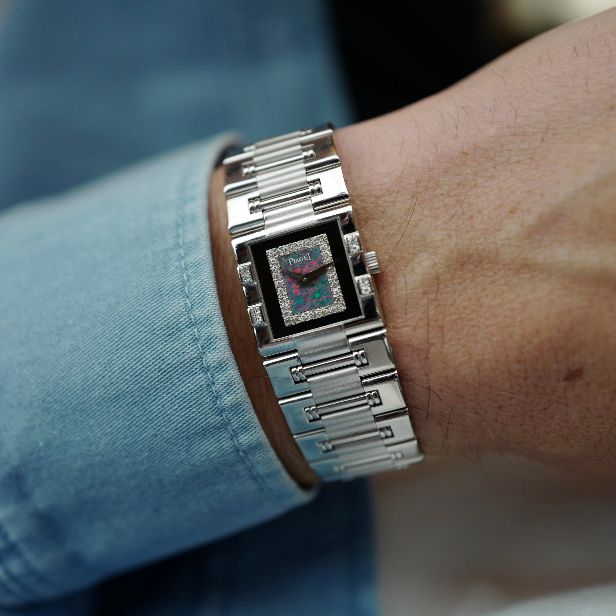 Piaget White Gold Dancer with Opal Onyx and Diamond Dial Ref. 4132K81