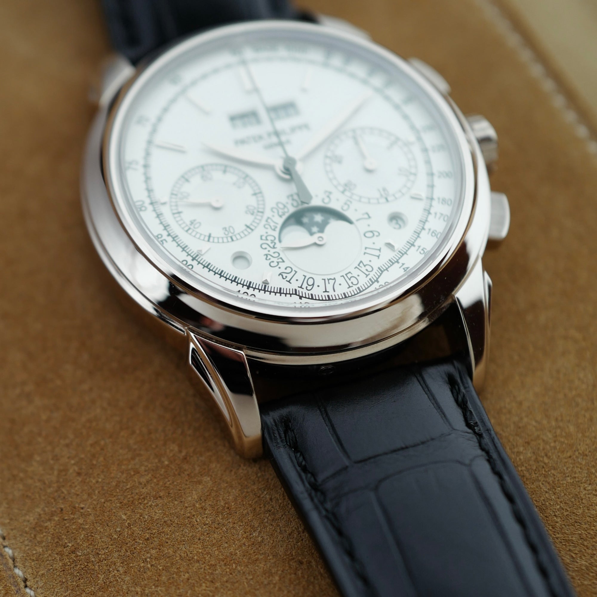 Patek Philippe - Patek Philippe White Gold Perpetual Calendar Chronograph Watch Ref. 5270G-013 with Original Box and Papers - The Keystone Watches