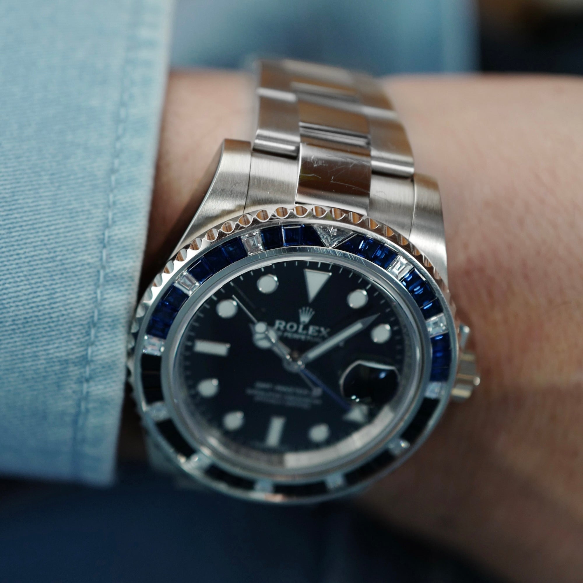 Rolex - Rolex White Gold Bruce Wayne GMT-Master Diamond & Sapphire Watch Ref. 116749 - The Keystone Watches