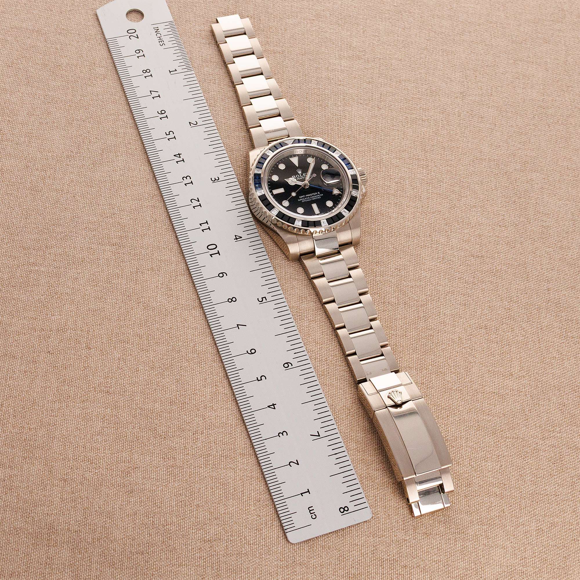 Rolex - Rolex White Gold Bruce Wayne GMT-Master Diamond & Sapphire Watch Ref. 116749 - The Keystone Watches