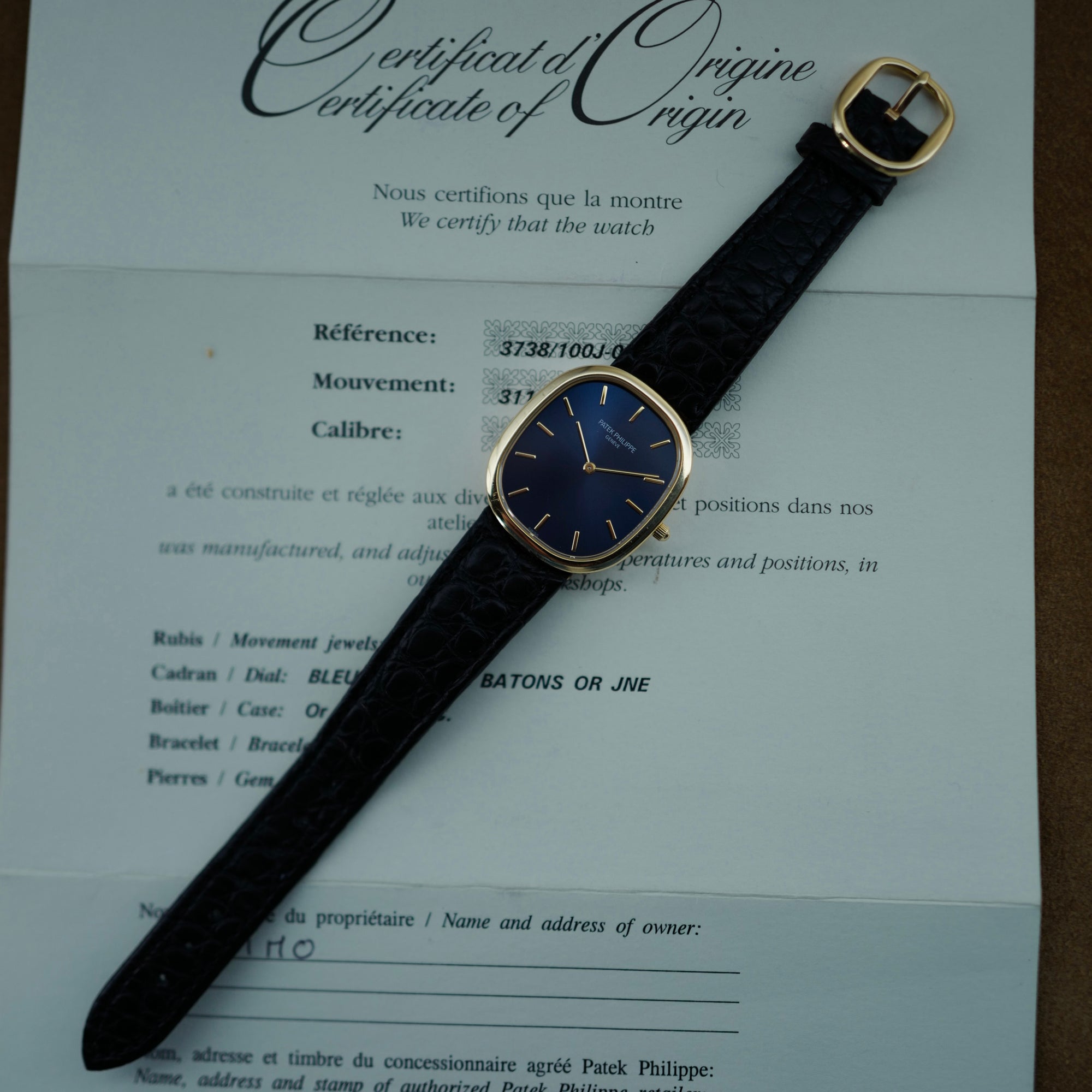 Patek Philippe Yellow Gold Ellipse Ref. 3738