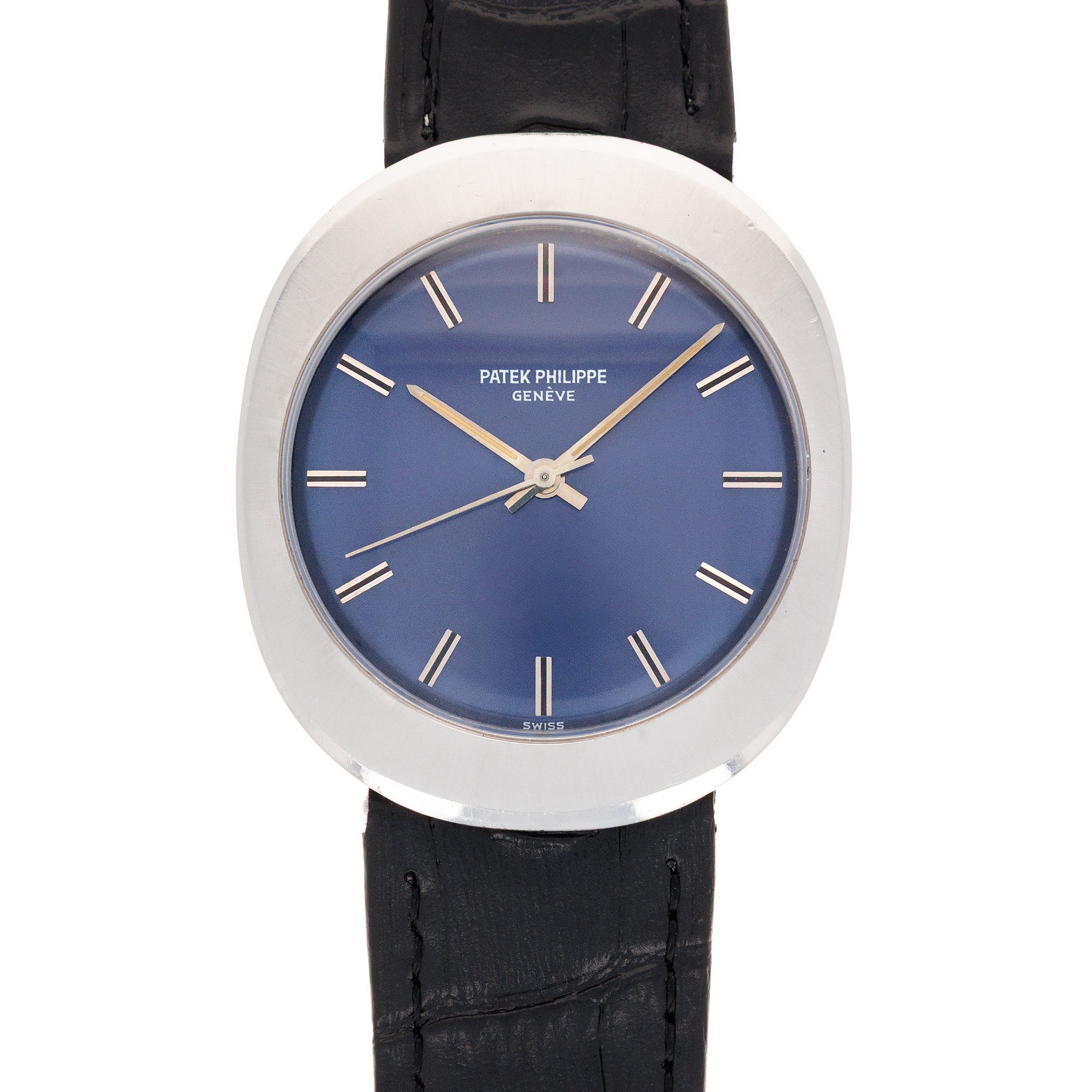 Patek Philippe Steel Backwind Ellipse Watch Ref. 3580 with Blue Dial