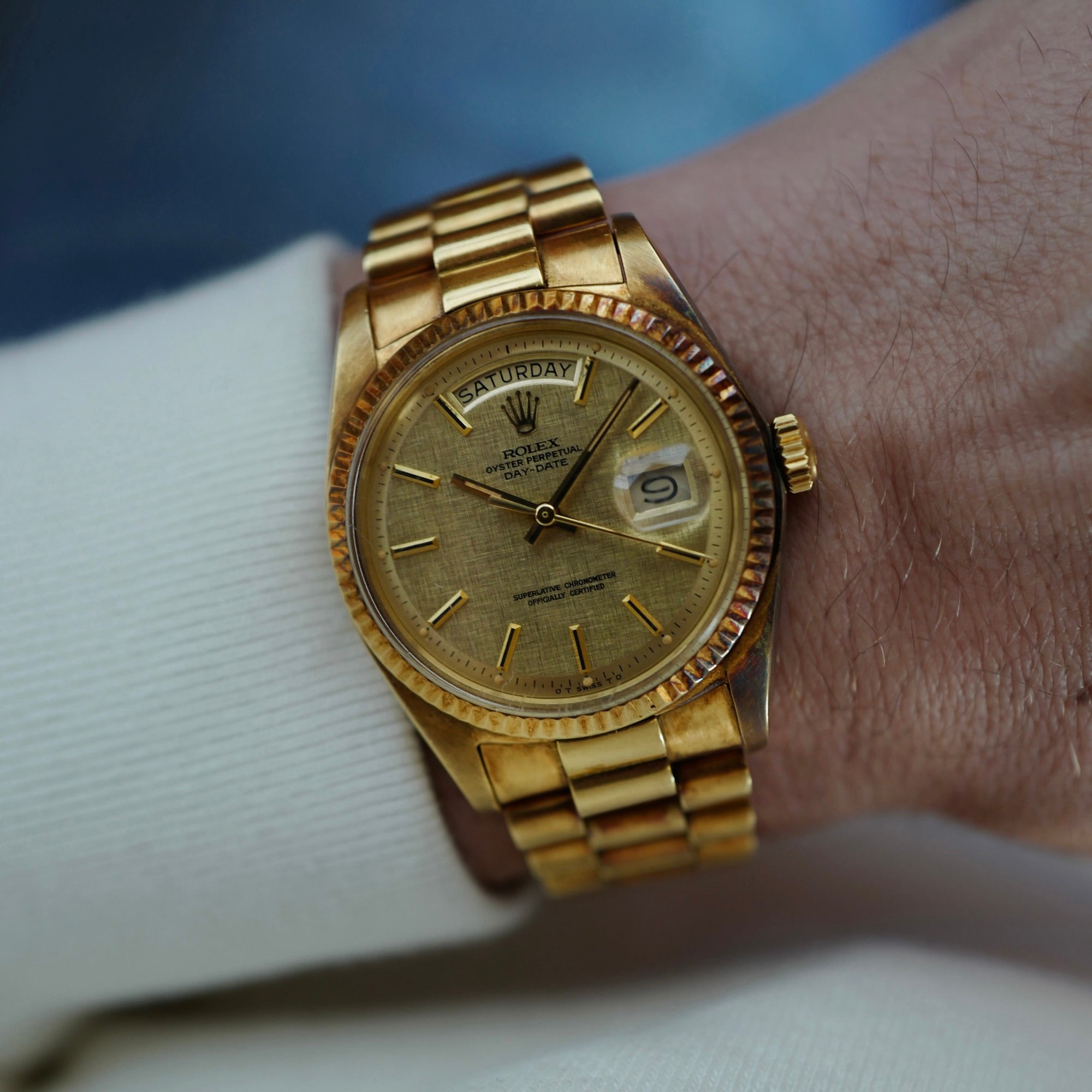 Rolex - Rolex Yellow Gold Day-Date Ref. 1803 with Linen Dial and Patina (New Arrival) - The Keystone Watches