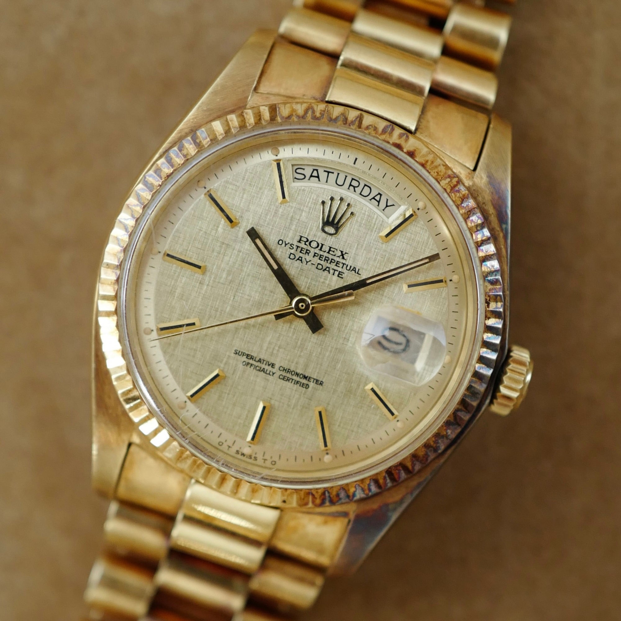 Rolex - Rolex Yellow Gold Day-Date Ref. 1803 with Linen Dial and Patina (New Arrival) - The Keystone Watches