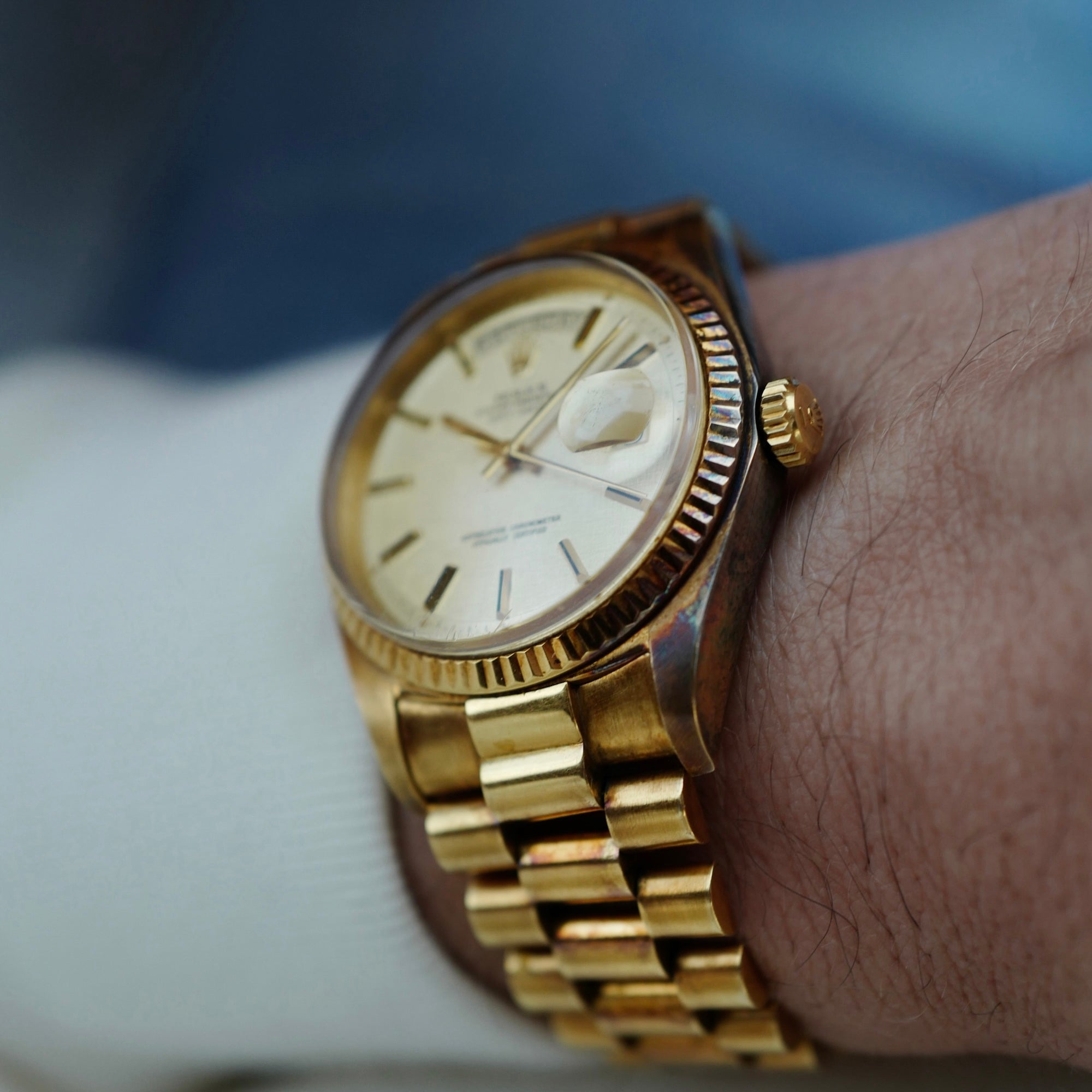 Rolex - Rolex Yellow Gold Day-Date Ref. 1803 with Linen Dial and Patina (New Arrival) - The Keystone Watches