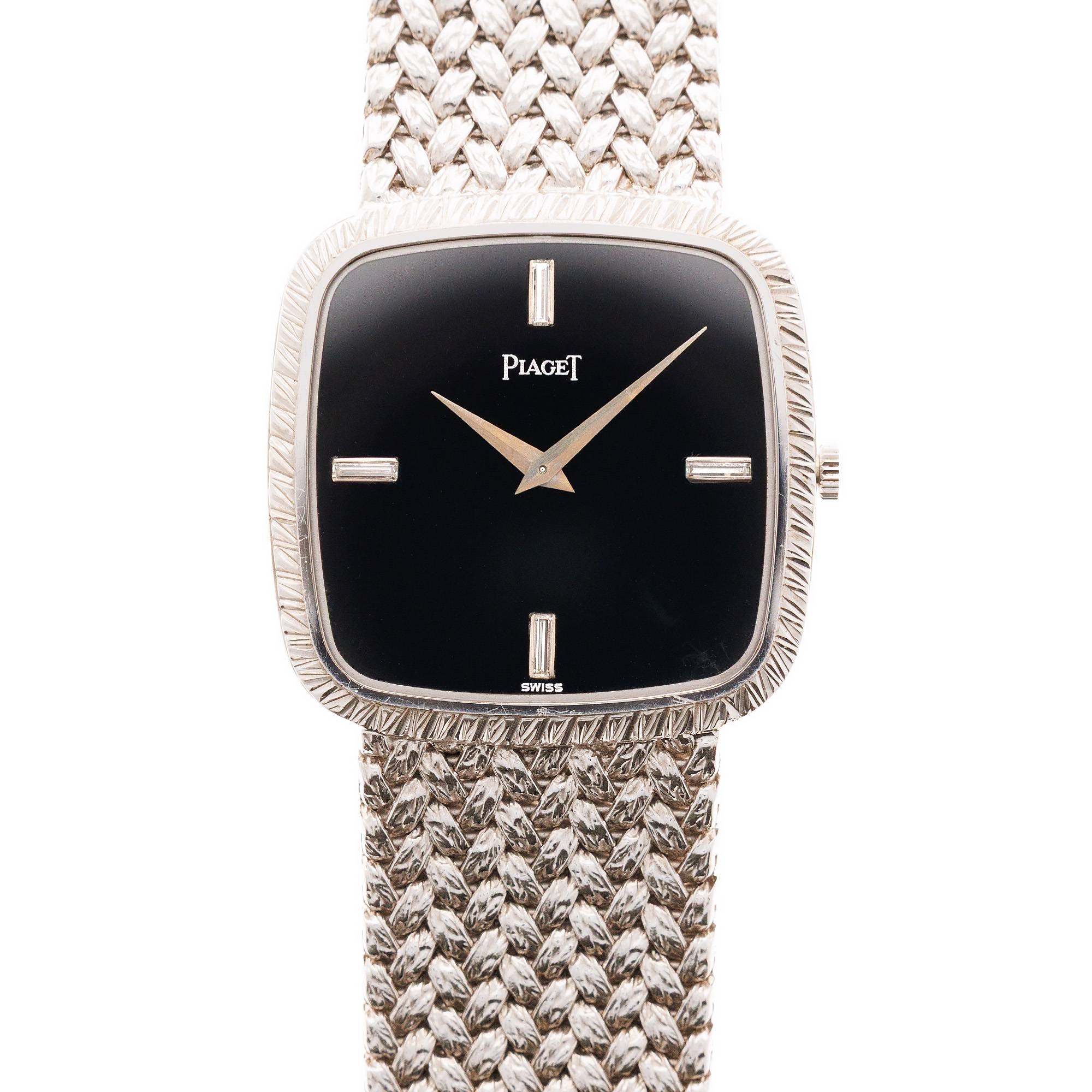 Piaget White Gold Mechanical Watch Ref. 9771D2 with Onyx and Diamond