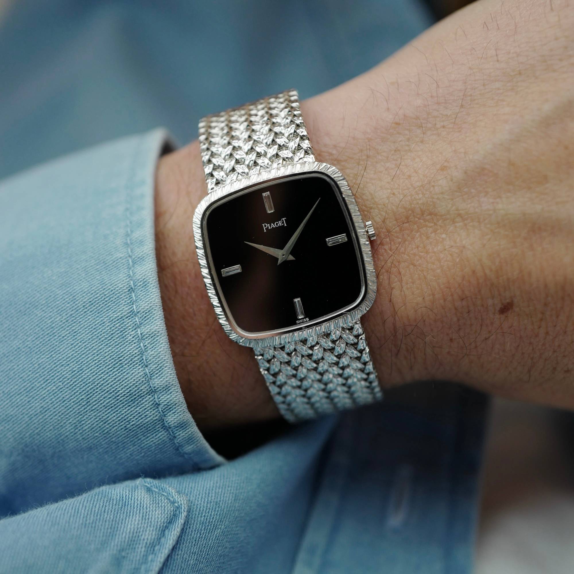 Piaget White Gold Mechanical Watch Ref. 9771D2 with Onyx and Diamond