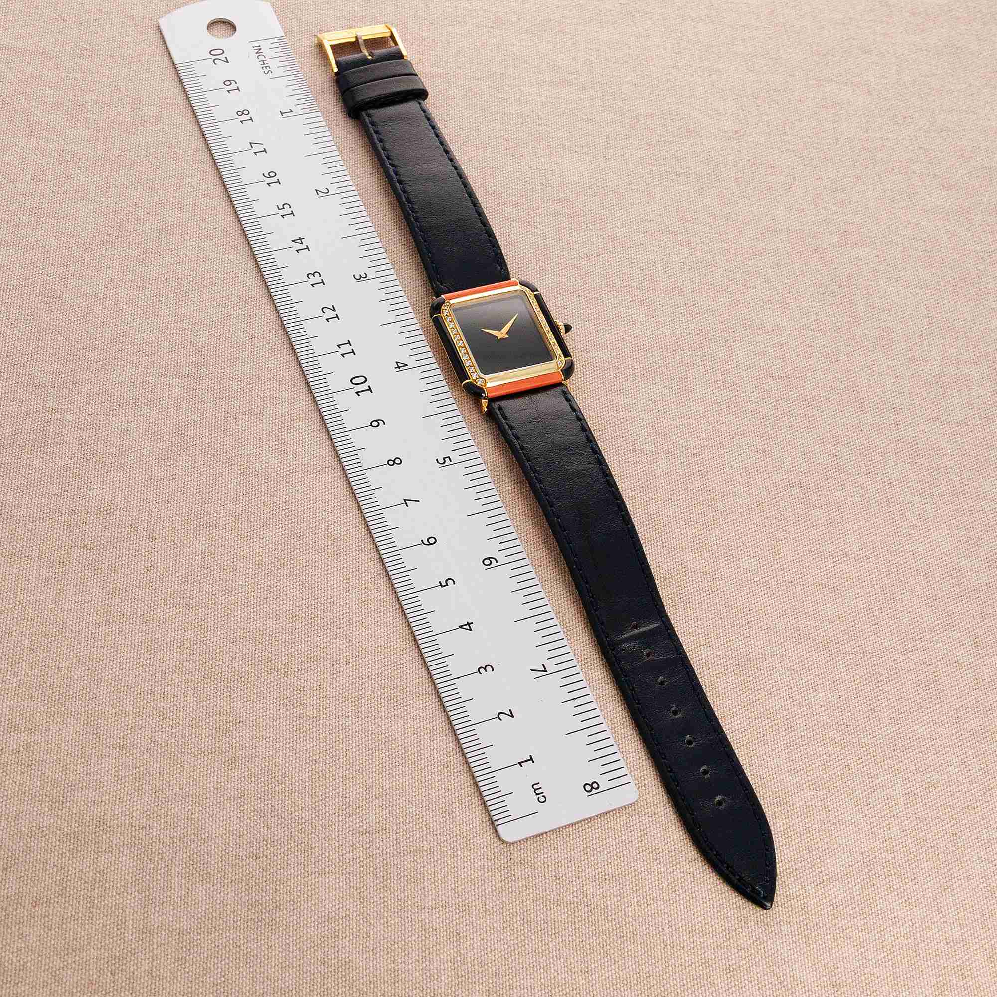 IWC Yellow Gold, Onyx, Coral and Diamond Vintage Watch