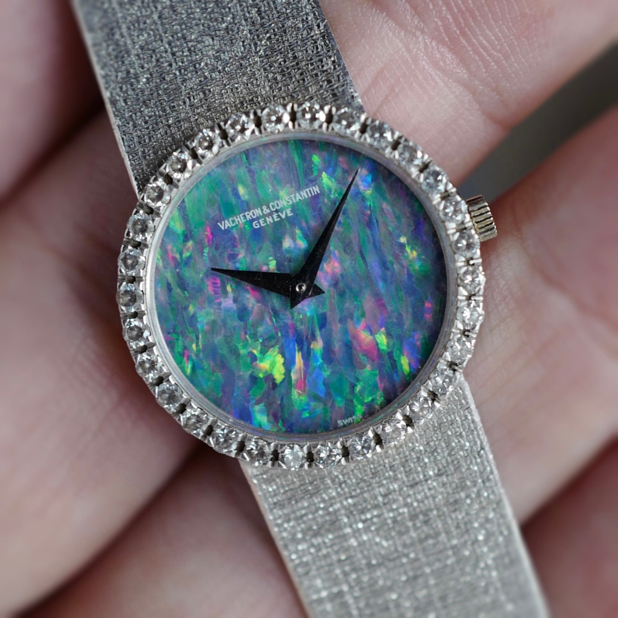 Vacheron Constantin White Gold Bracelet Watch with Diamonds and Opal Dial