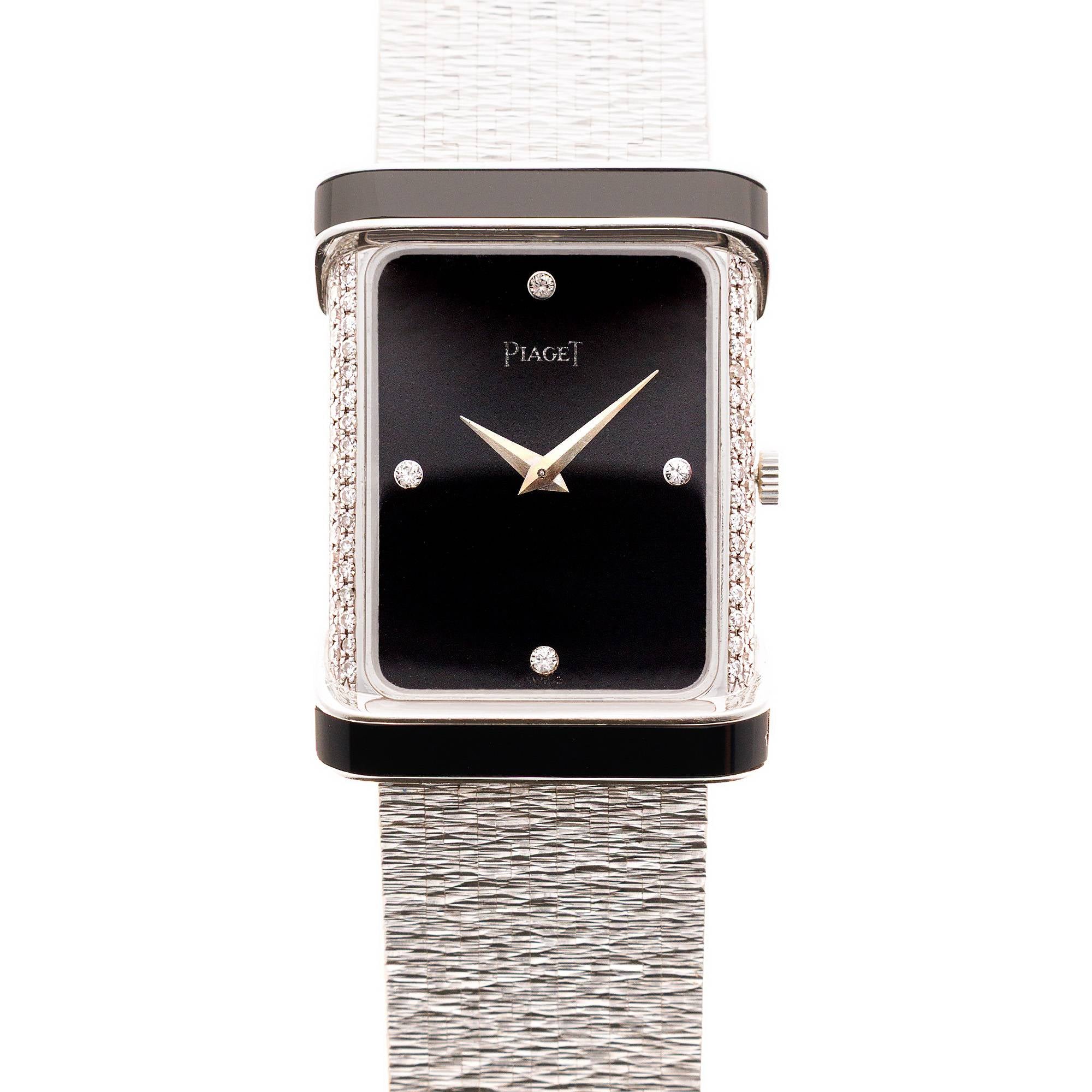 Piaget White Gold Onyx & Diamond Watch
