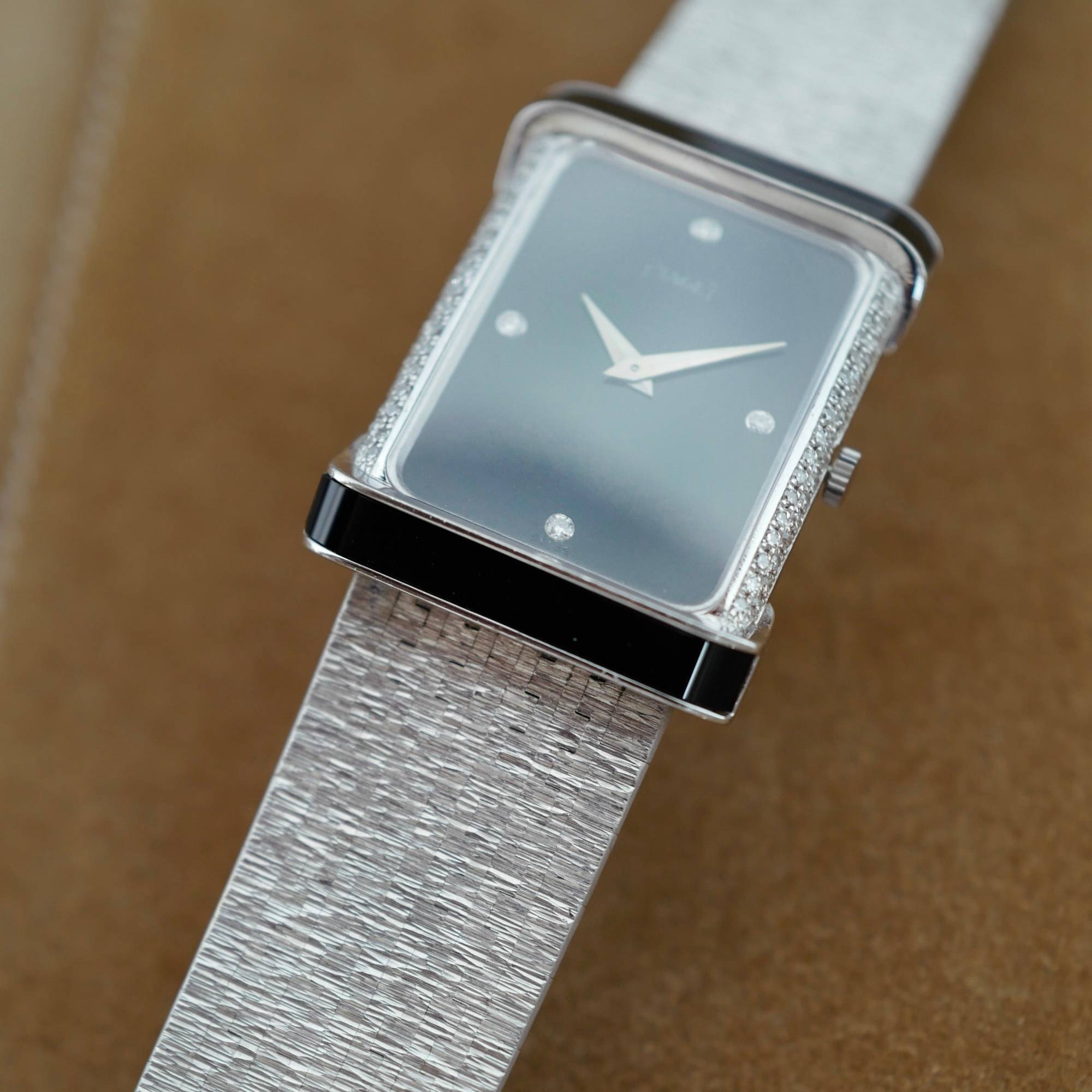 Piaget White Gold Onyx & Diamond Watch