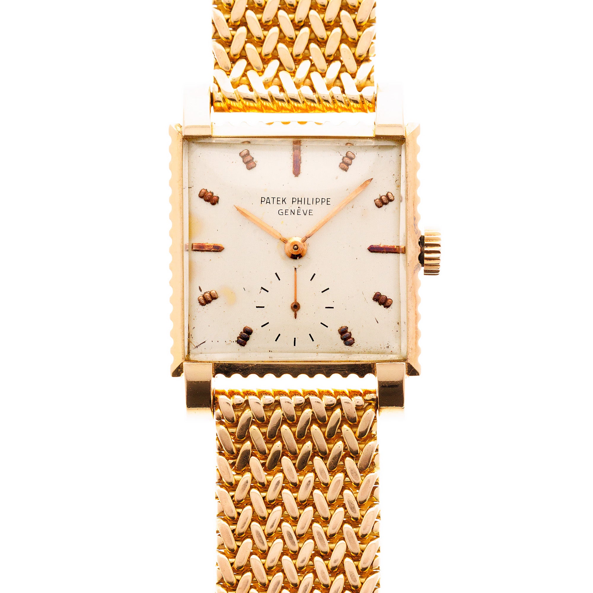 Patek Philippe - Patek Philippe Rose Gold Square Watch Ref. 2472 with Ribbed Fluted Case and Bracelet - The Keystone Watches
